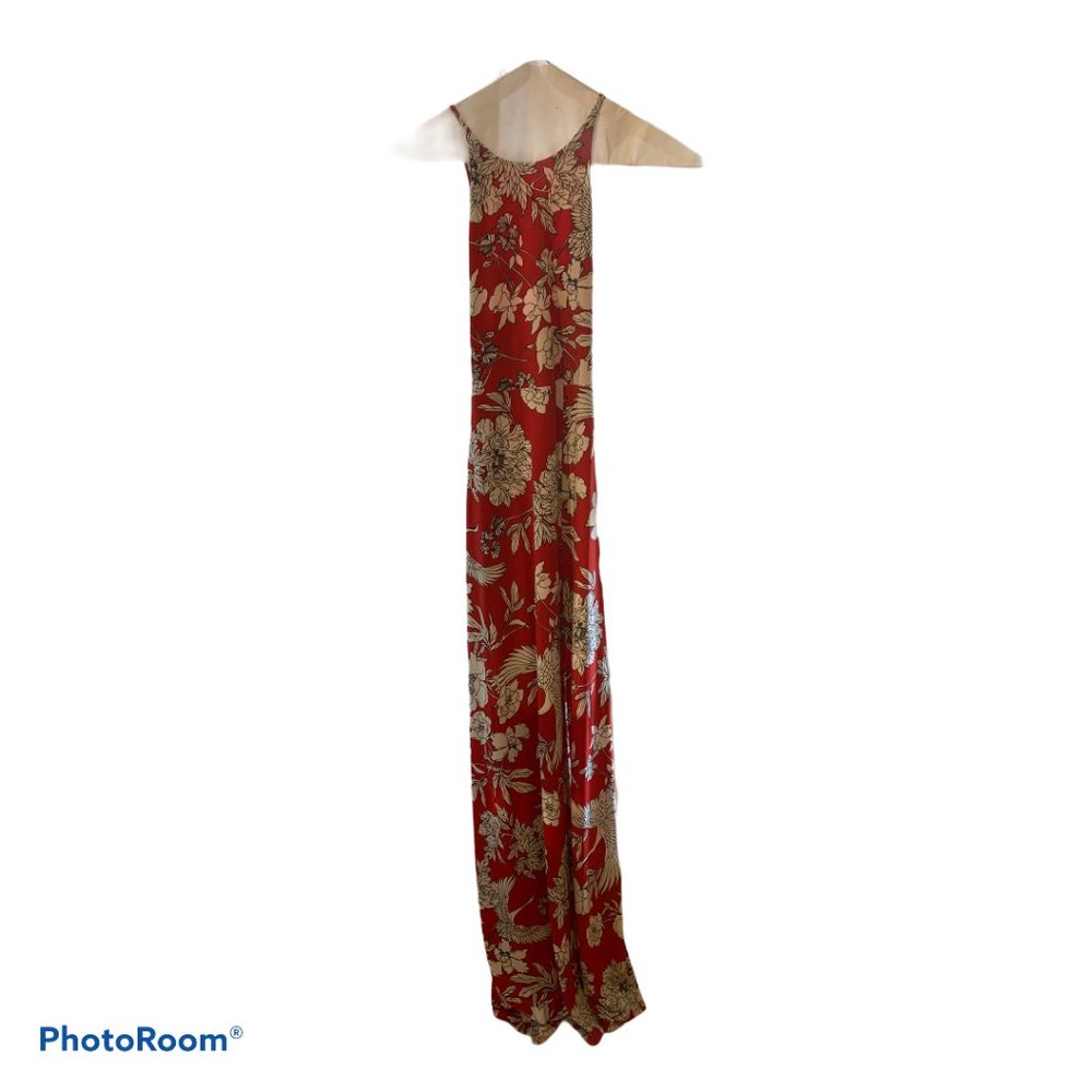 Express Maxi Red Flower Backless Dress